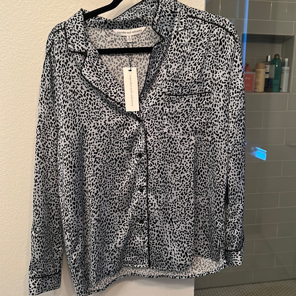 Cheetah print silk Blouse